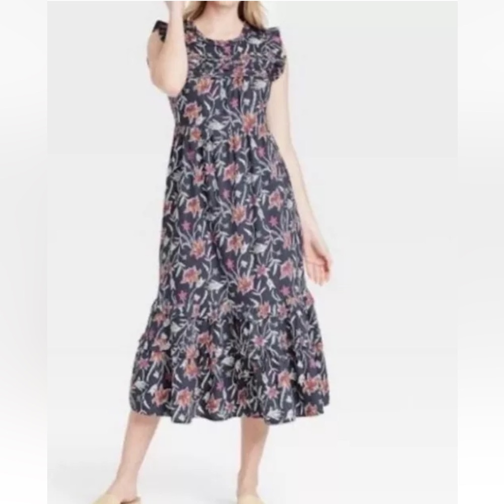 Universal Thread Flutter Sleeve Floral Midi Dress